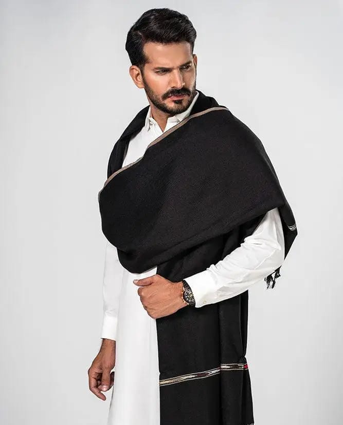 Men's wool plain shawl