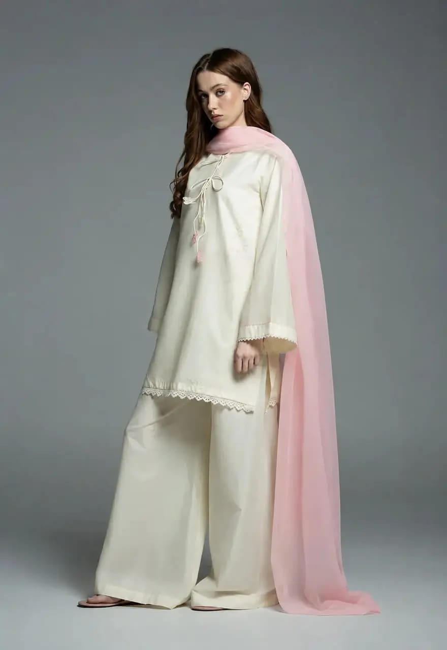 3-pcs women stitched cotton embroidered suit