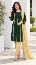 3-pcs women stitched linen gota suit